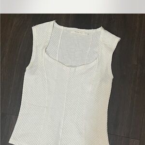 Mustard Seed Textured Cream Sleeveless Blouse